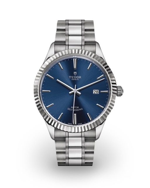 Tudor Style 41 Steel Fluted Blue Bracelet M12710-0013