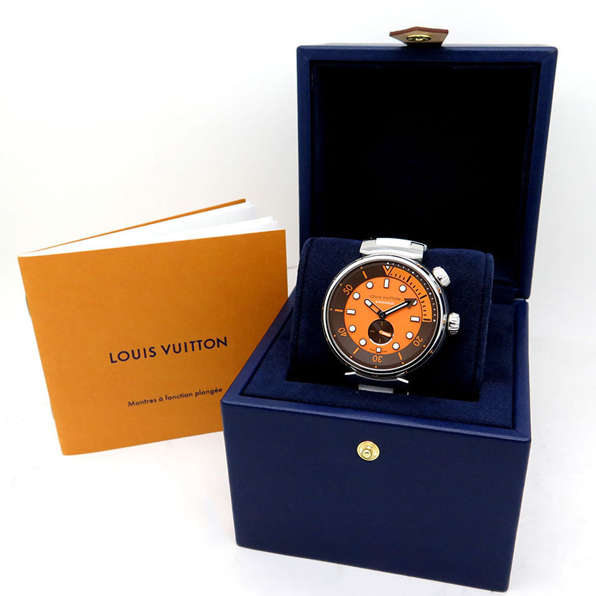 Louis Vuitton Tambour Street Diver 44 Steel / Orange / Strap QBB201 Watches