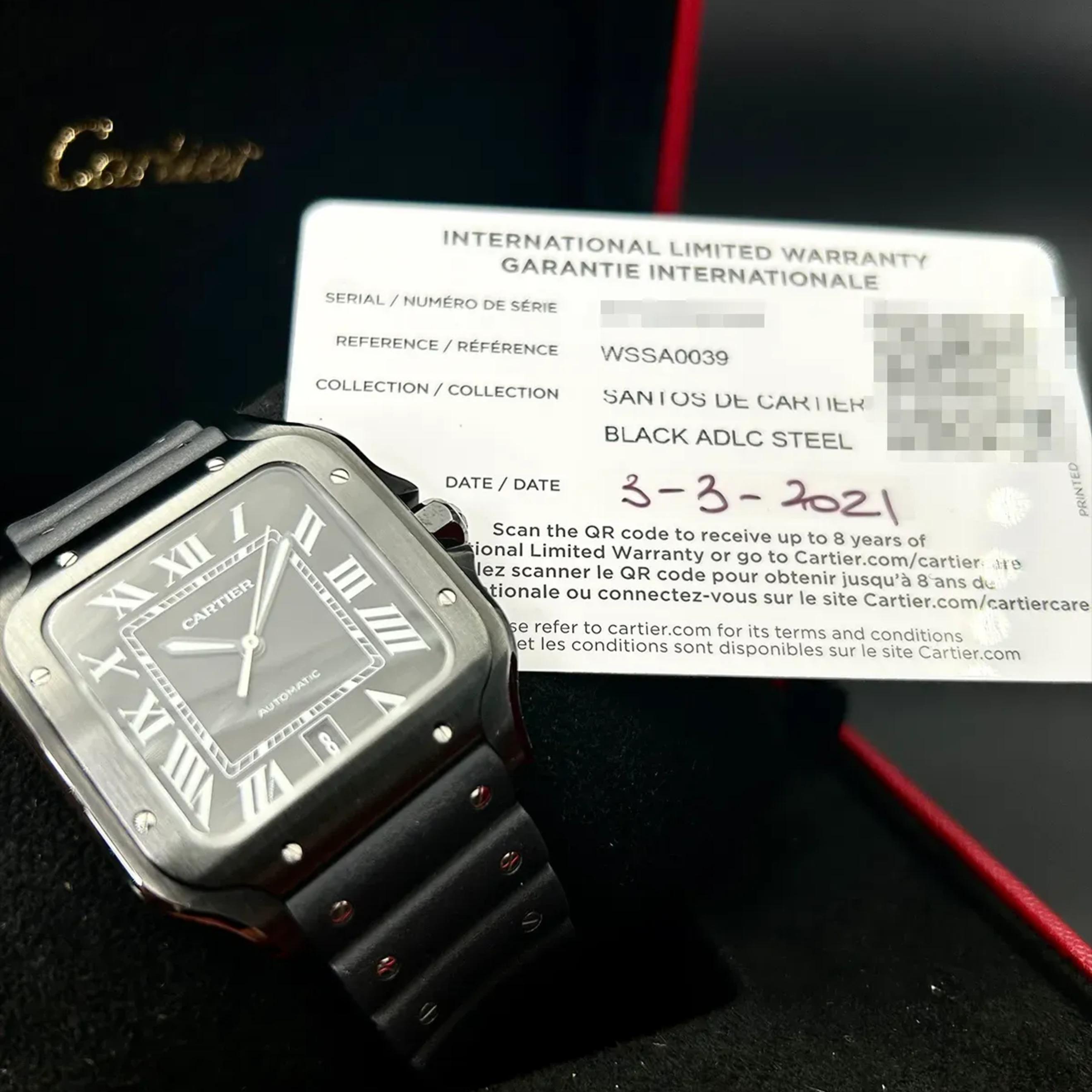 Cartier Santos de Cartier Large ADLC Black Roman Strap