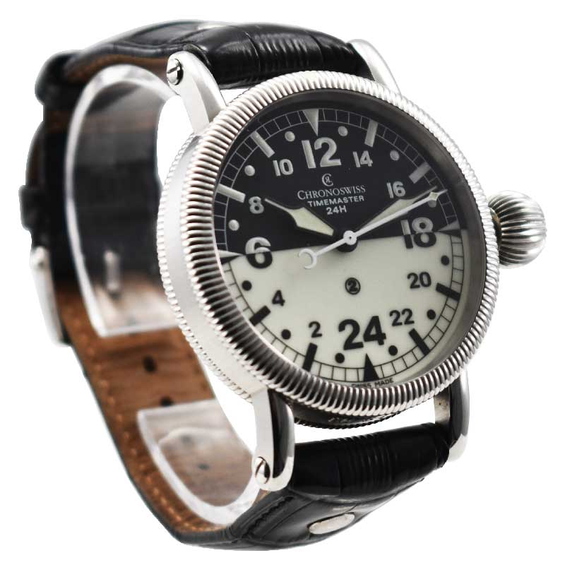 Chronoswiss TimeMaster 44 Pilot AM-PM Steel / Black & White