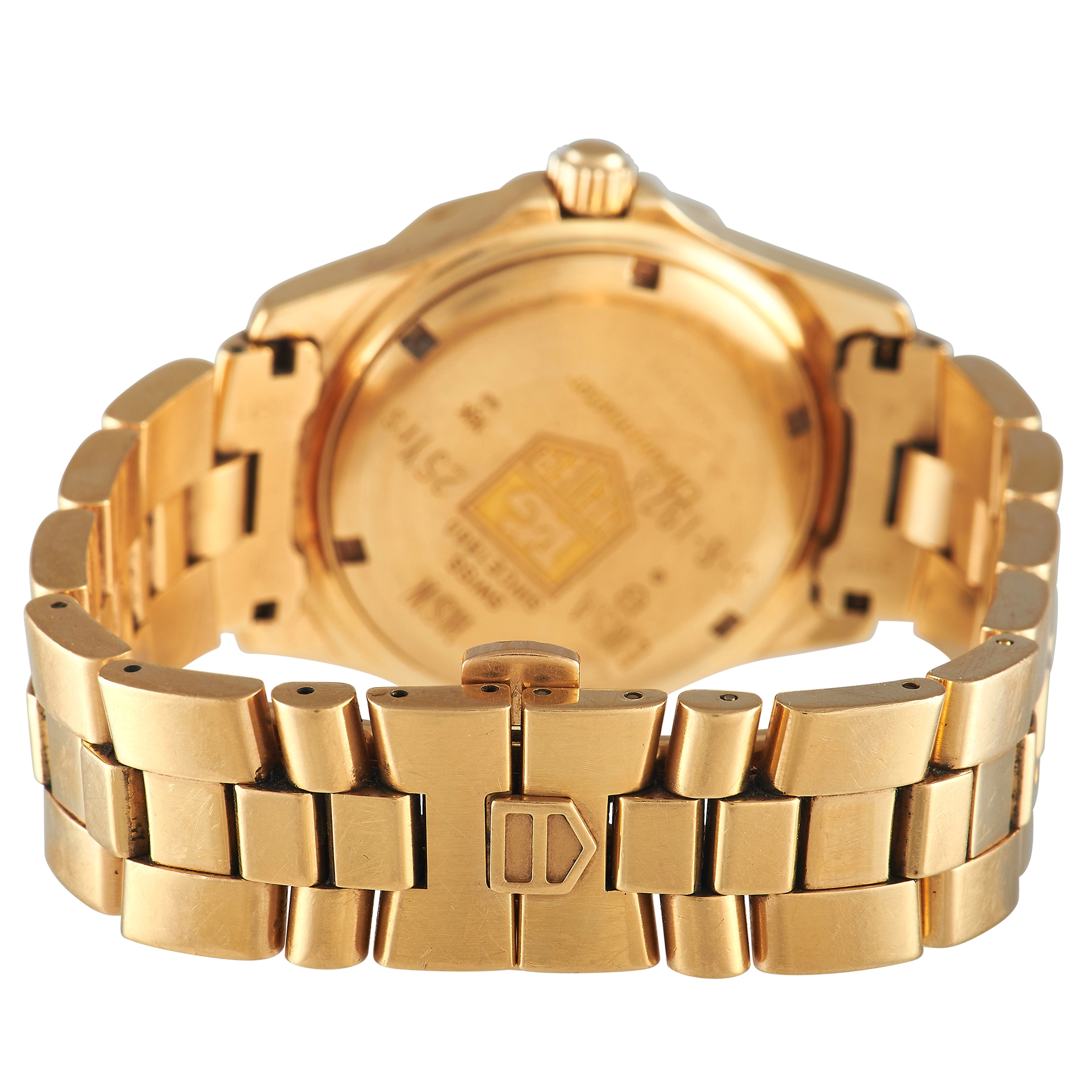 Men's TAG Heuer 38mm 2000 Solid 18K Yellow Gold Watch with Silver Dial and  Smooth Bezel. (Pre-Owned WN5140)