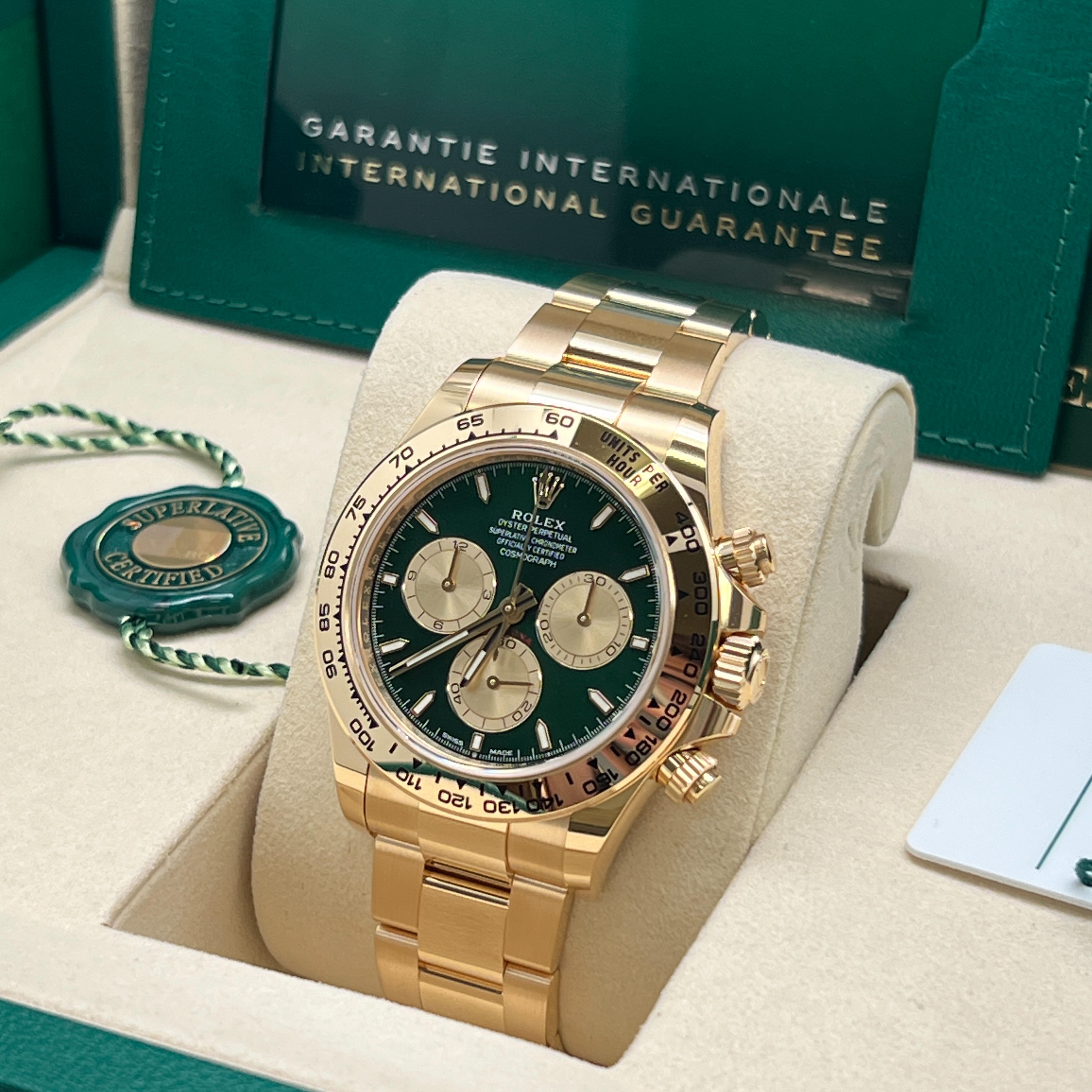 Rolex Daytona Yellow Gold / Green / Oyster 126508-0008 Watches | Bezel