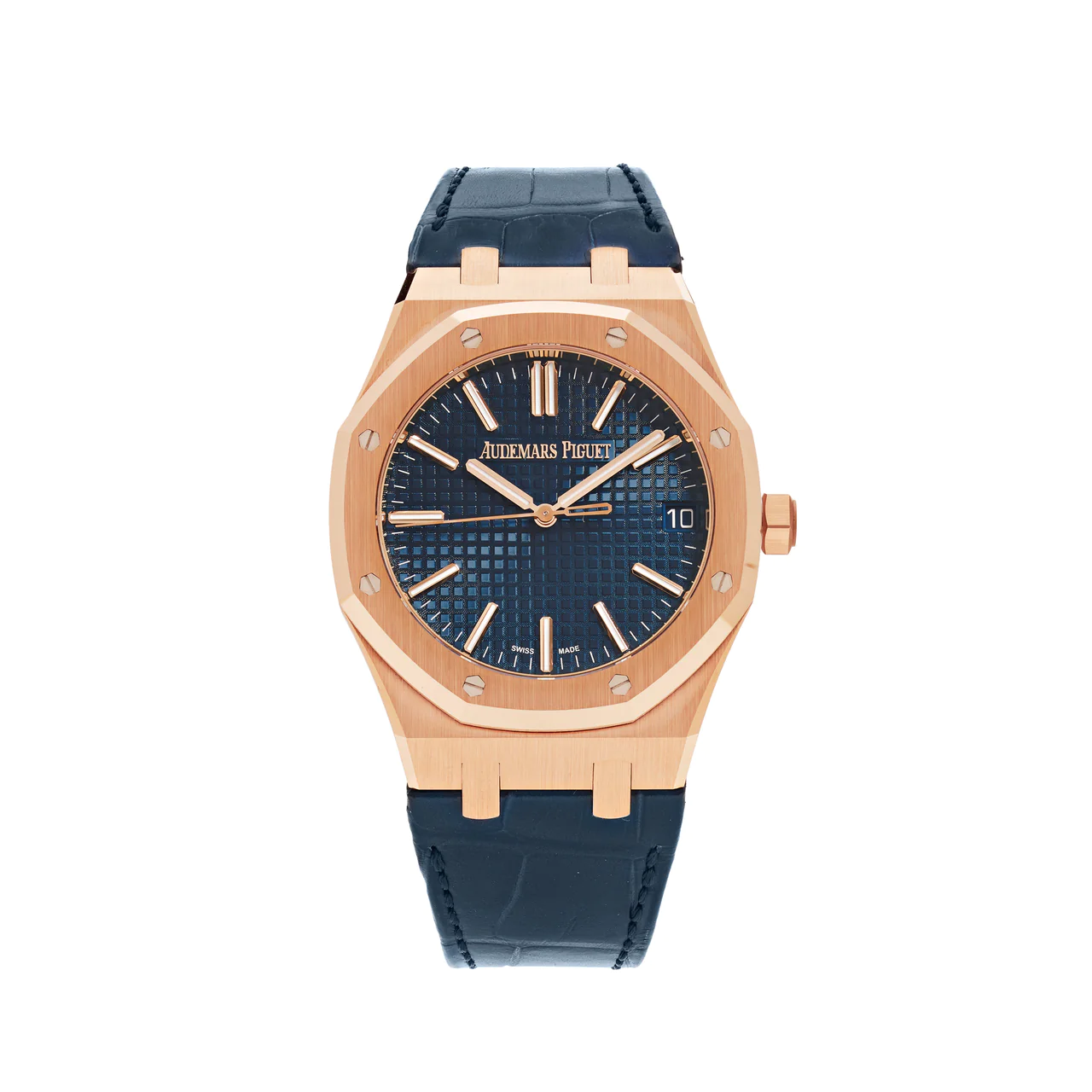 Strap 15202 Blue Dial Rose Gold Audemars Piguet Blue Rubber Strap