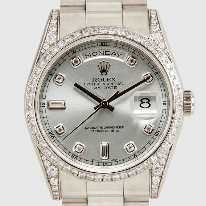 Rolex Day-Date Platinum / Diamond-Set / Glacier / Diamond