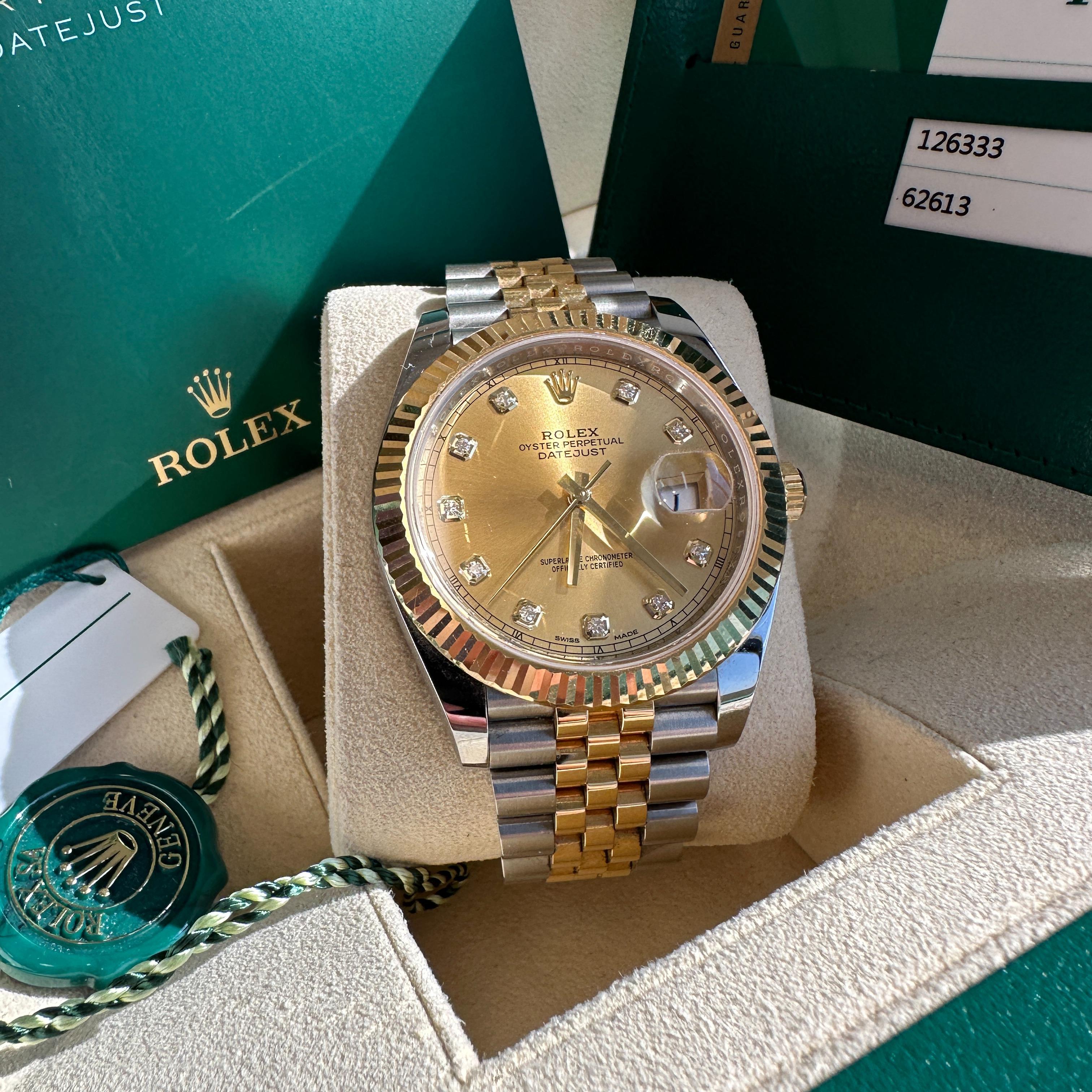 Rolex Datejust 41 Two-Tone Fluted Champagne Diamond-Set
