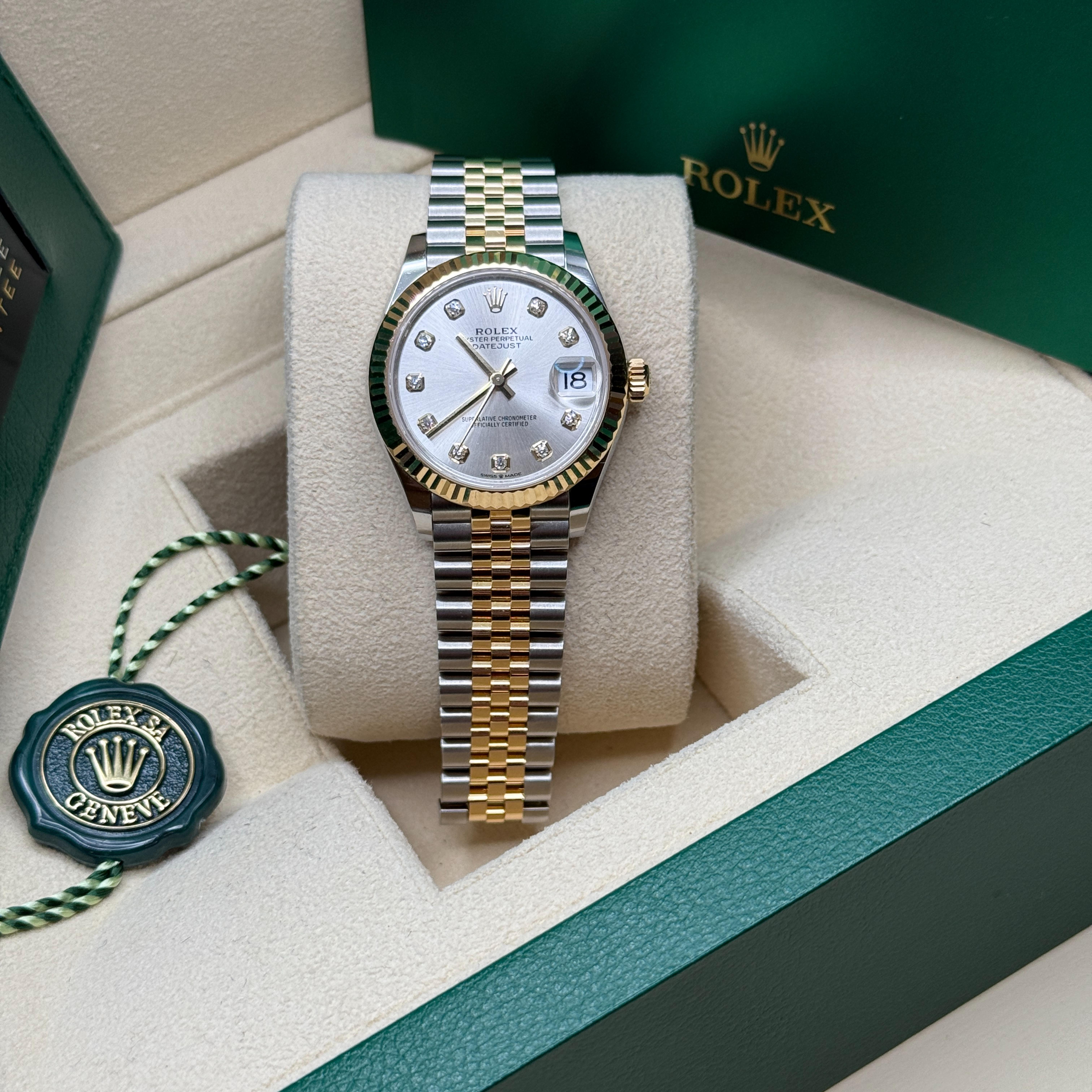 Rolex Datejust 31 Two-Tone Fluted / Silver / Diamond-Set