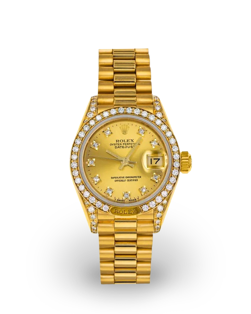 Rolex Lady-Datejust 26 Yellow Gold / Diamond-Set / Champagne