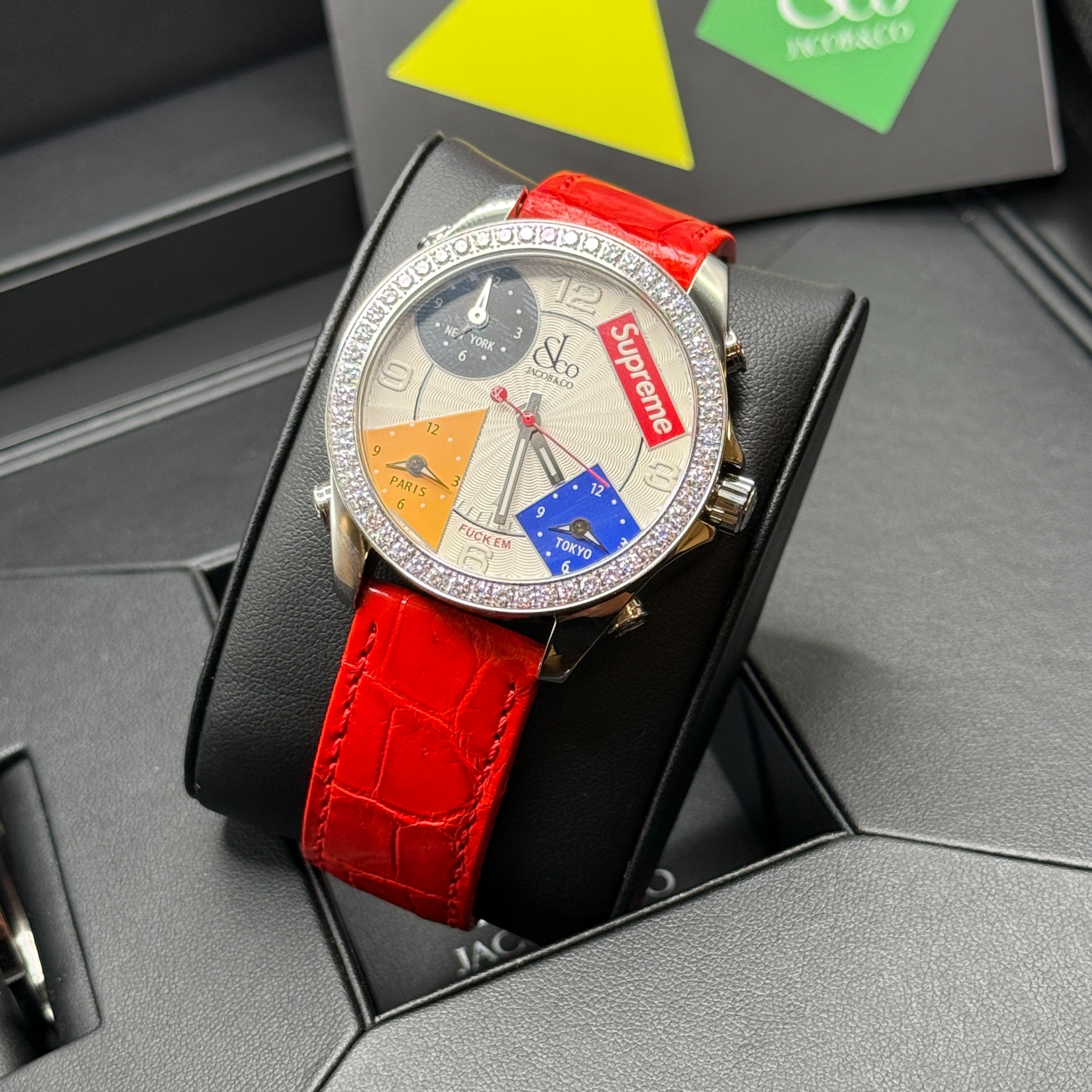 WATCHCOLLECTOR専用 Jacob & Co Supreme 4 Time Zone Quartz 47 Steel / Diamond-Set