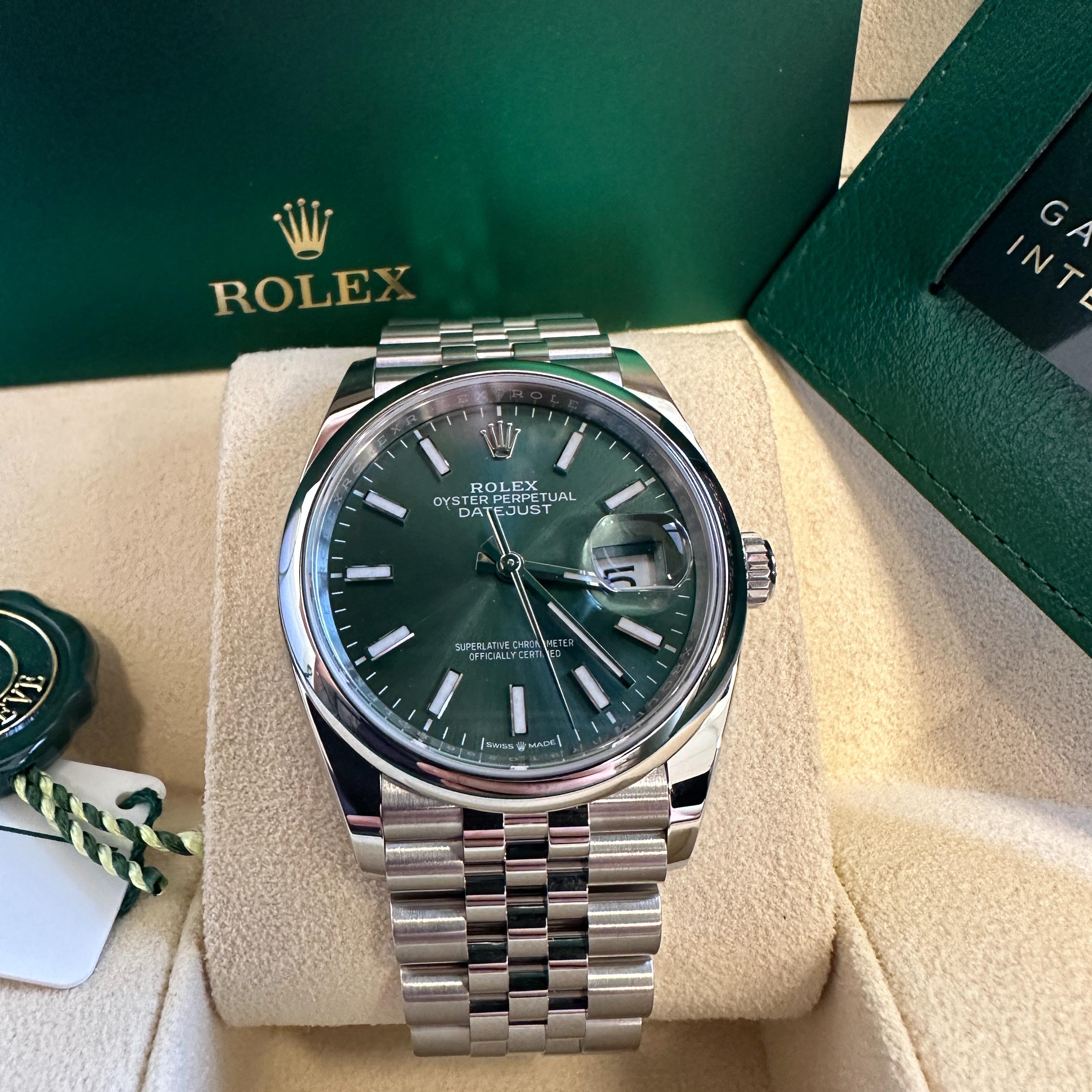 Aya☆　6/23 Rolex Datejust 126200-0023 36 MM Green, Mint Green Dial New