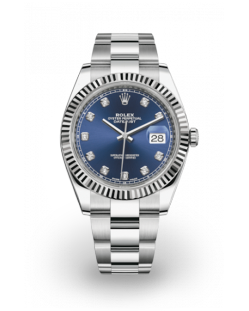 Rolex Datejust 41 Fluted Blue Diamond Set Oyster 126334 0015