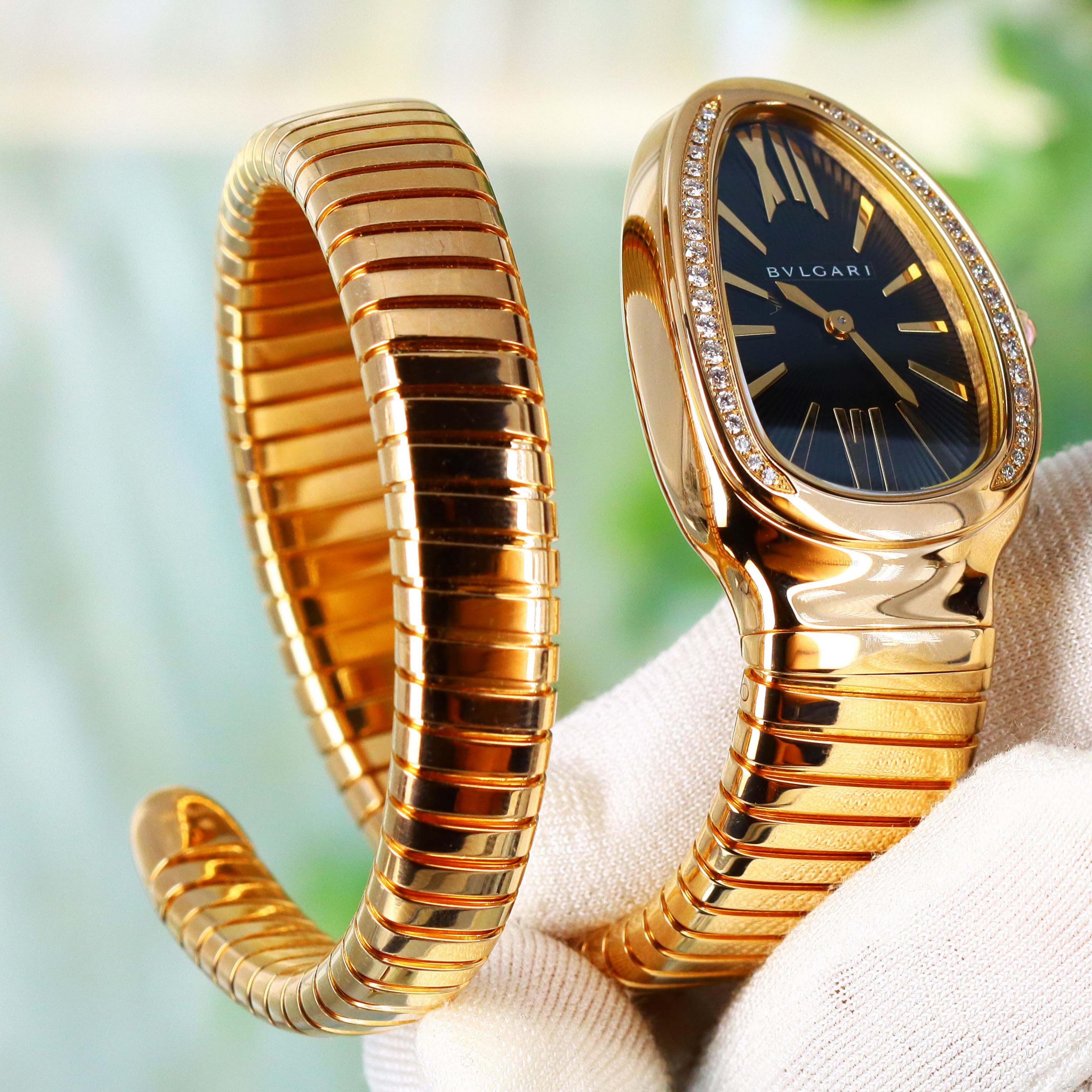 Bvlgari Serpenti Rose Gold / Diamond-Set / Black 101815 Watches
