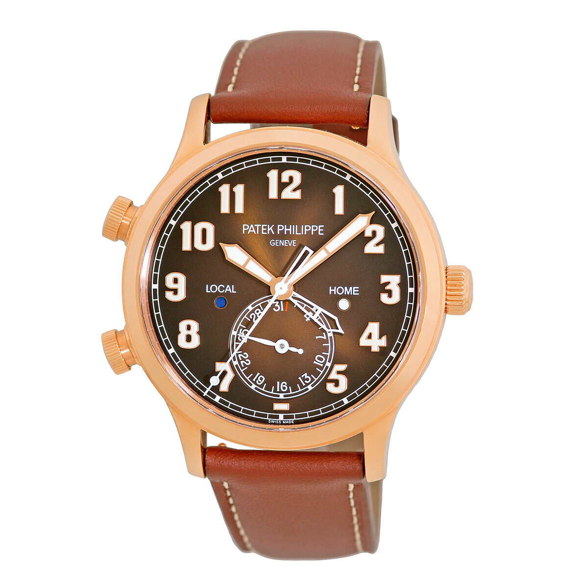 Patek Philippe Calatrava Pilot Travel Time Rose Gold Brown 5524R