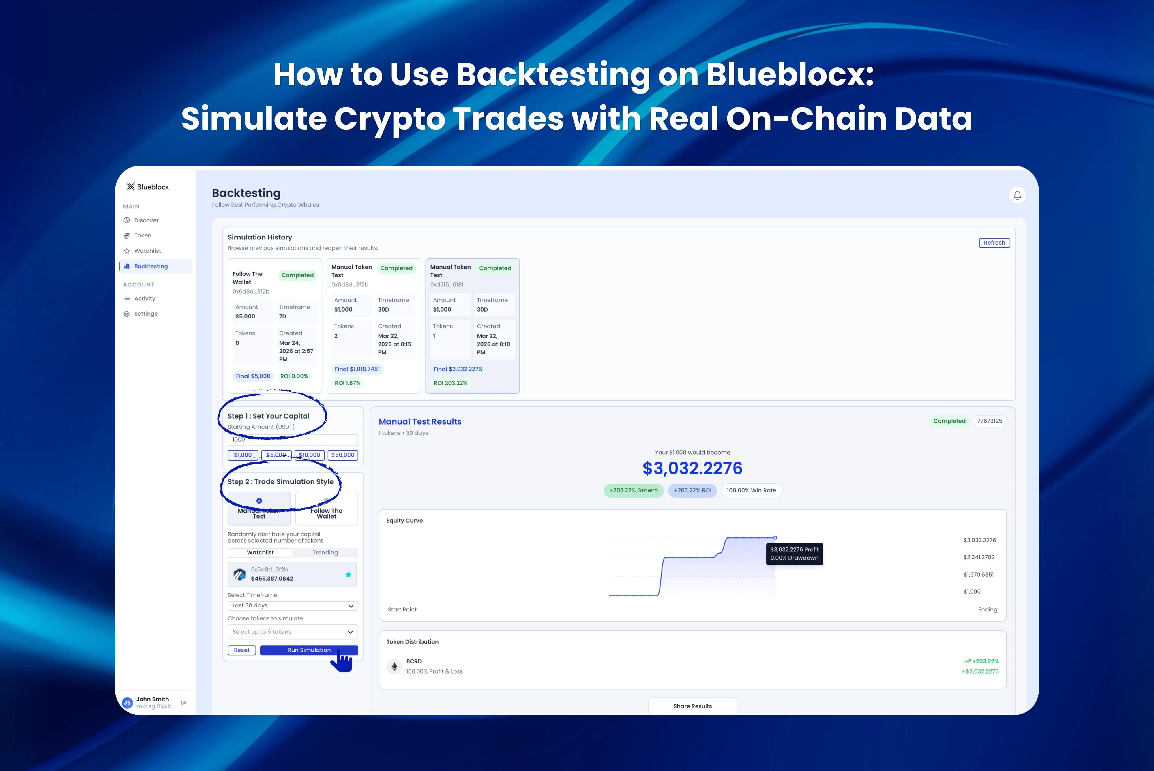 How to Use Backtesting on Blueblocx: Simulate Crypto Trades with Real On-Chain Data