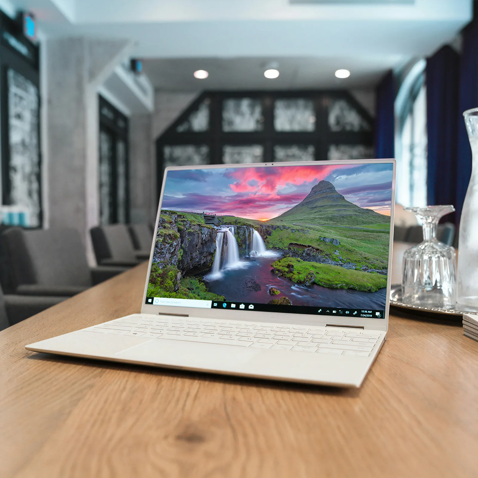 Laptop on a wooden home table