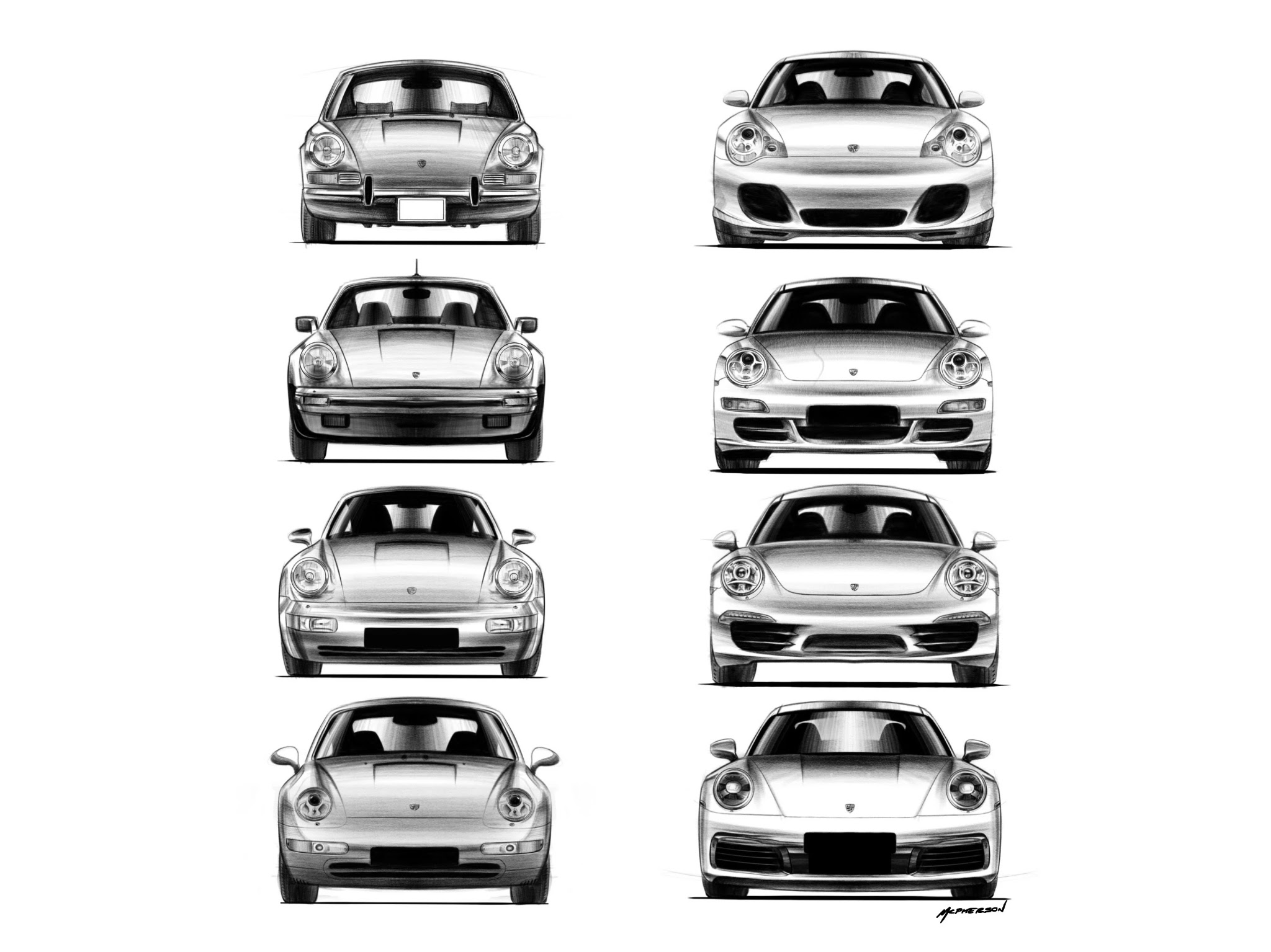 Porsche 911 Turbo Poster Generations Evolution SILVER -  UK