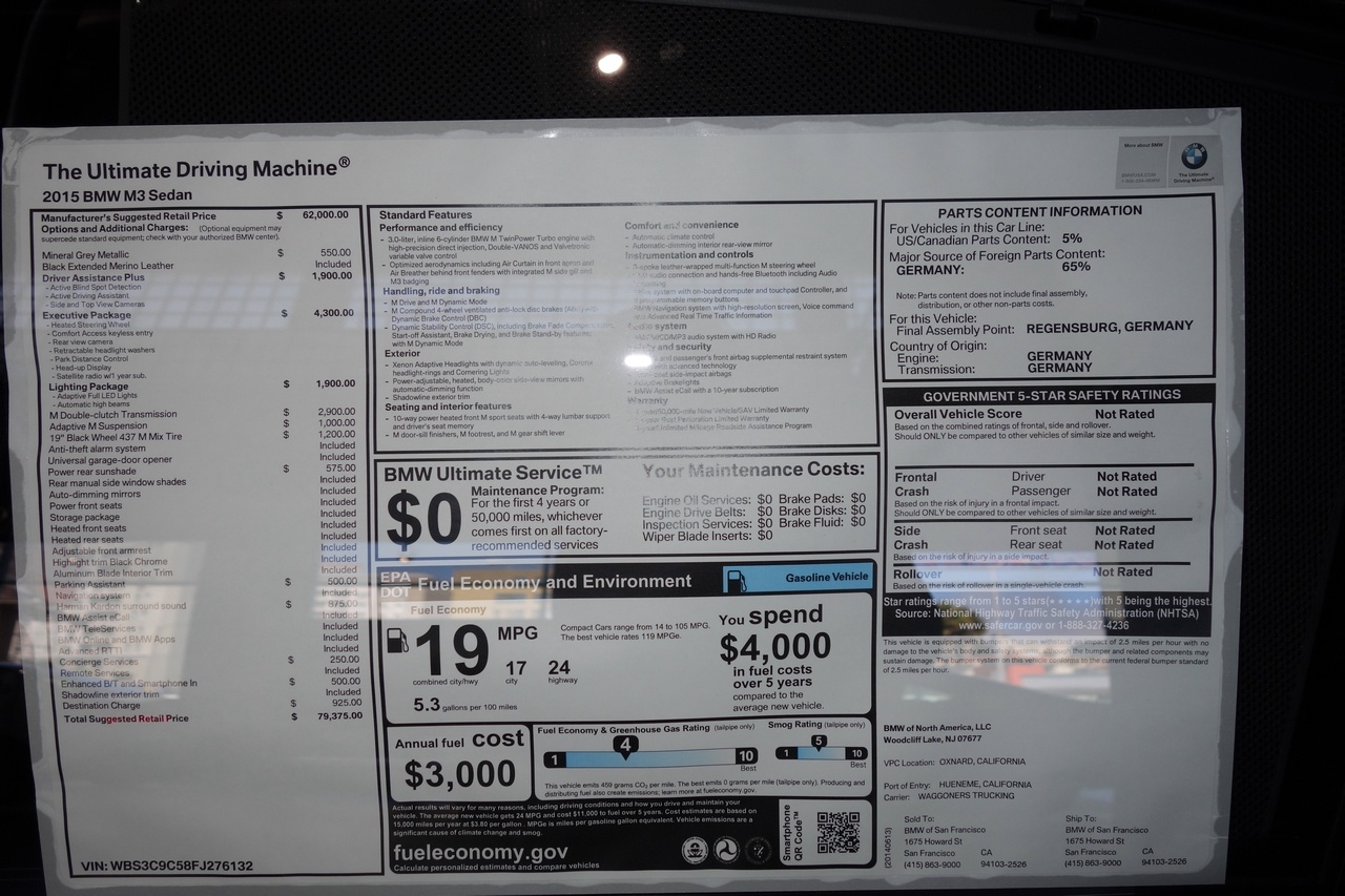 A high price tag for the M3. There's also a dealer-mark-up that will be even more mind-blowing. 