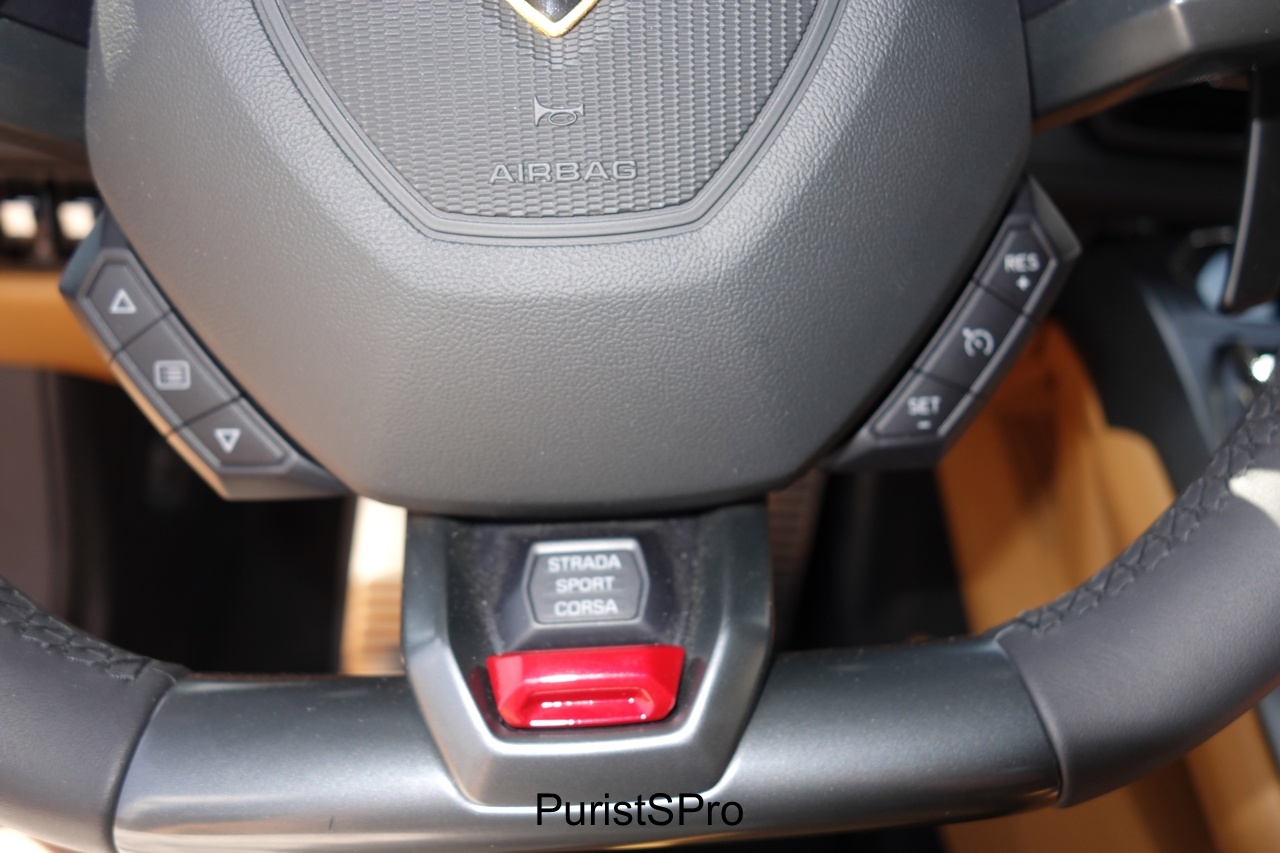 This lower red button (painted the same color as the Start/Stop Button cover) controls the car's personality. 