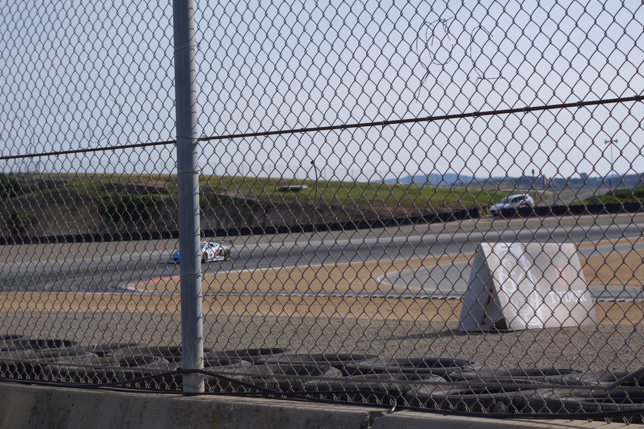 The Lamborghini Super Trofeo car is approaching the 2nd apex.