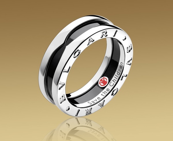 Bulgari Save the Children Ceramic Band in Sterling Silver