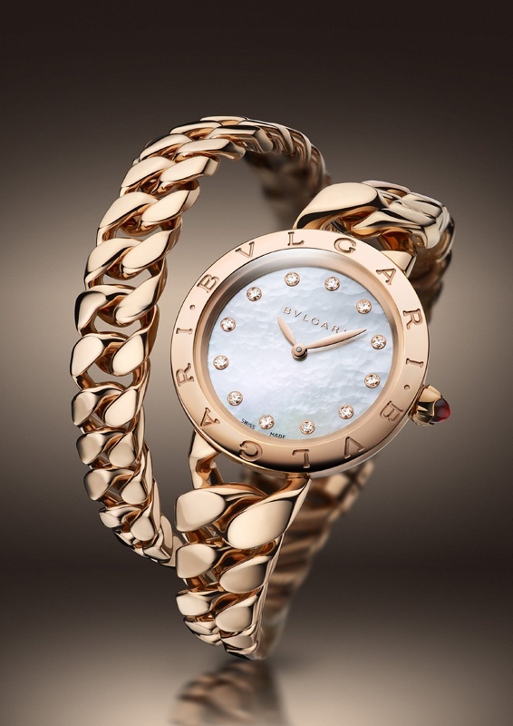 bulgari gold chain watch