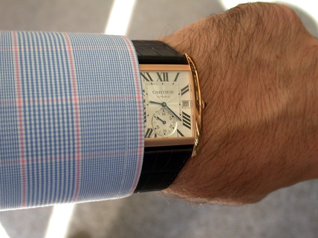 cartier tank mc on wrist