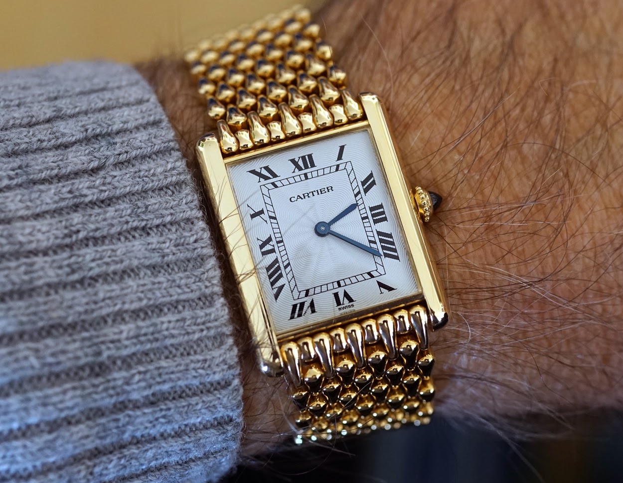 Tank louis cartier yellow gold watch Cartier Black in Yellow gold