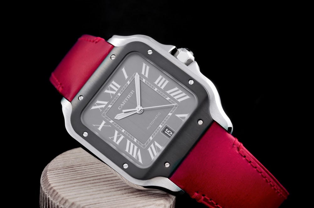 Cartier watch red leather clearance strap