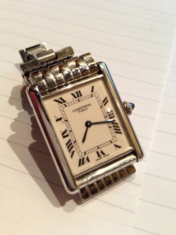 Cartier - CPCP Tank LC XL Pt on steel link bracelet