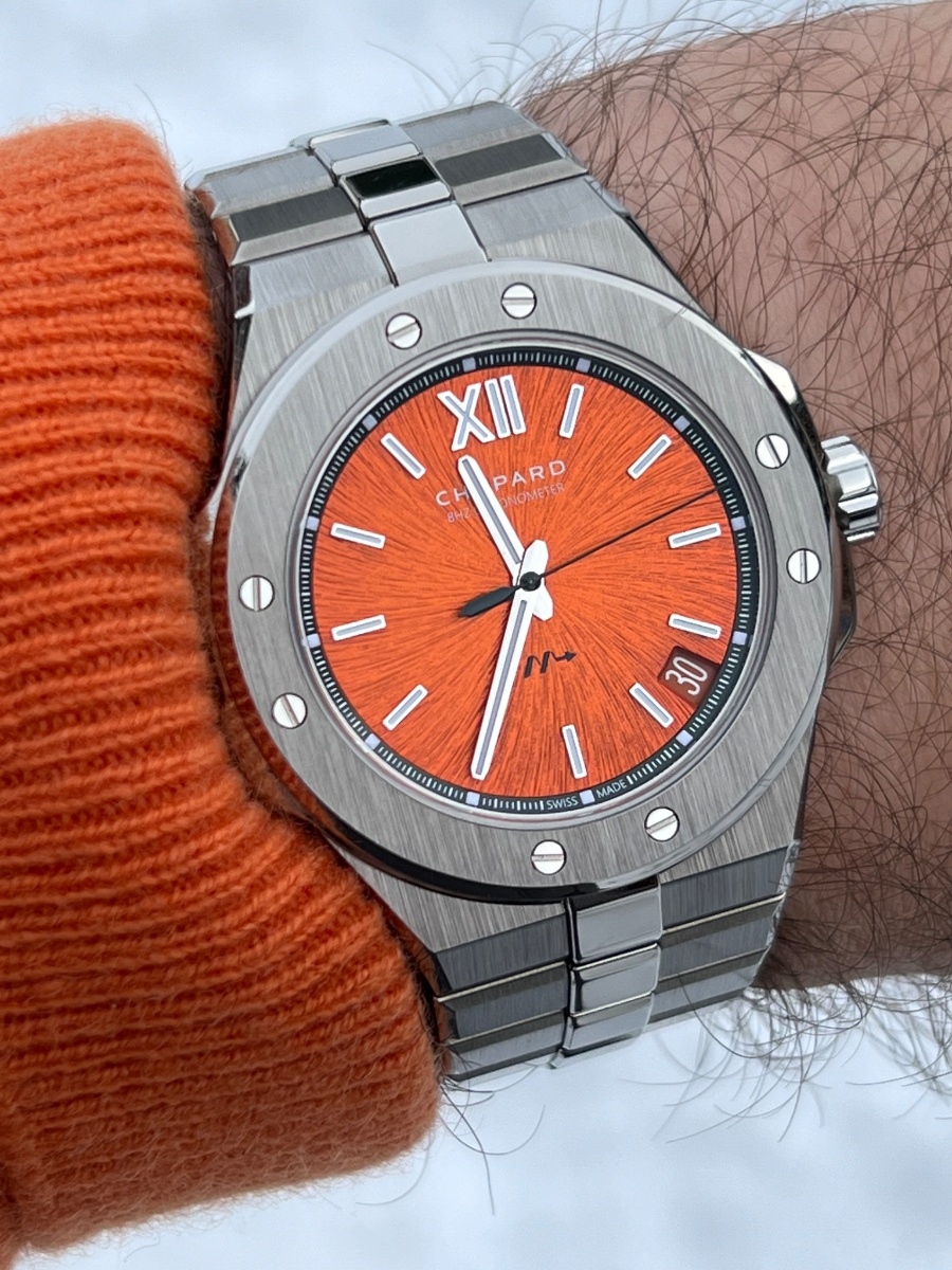 Chopard Alpine Eagle Orange Dial High Frequency Wristshot