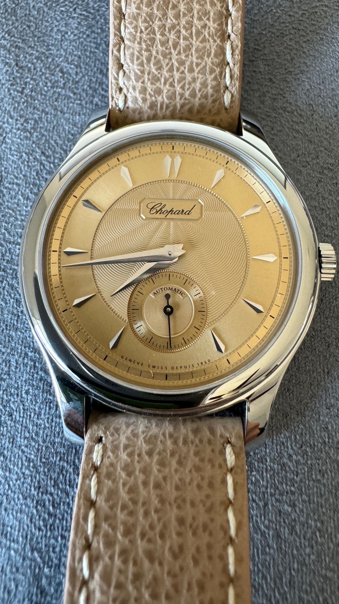 New 1860 watch from Chopard, perfect for small wrists with color