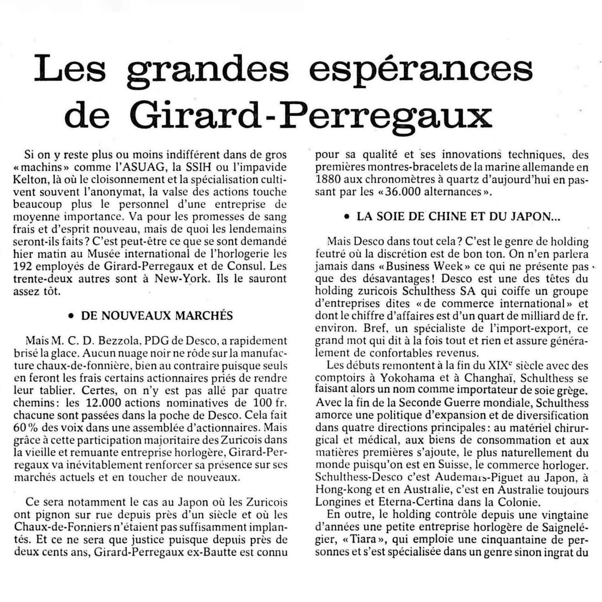 Girard-Perregaux Brand Ownership History Collection