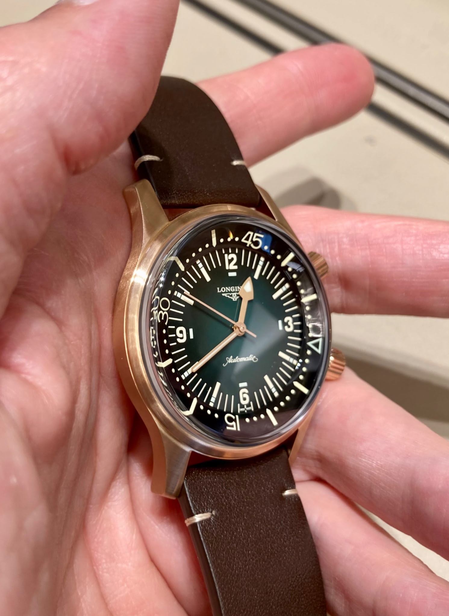 The Longines Legend Diver Bronze Green Dial