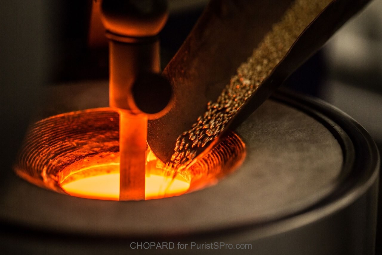 Pouring Fairmined gold into smelting mould