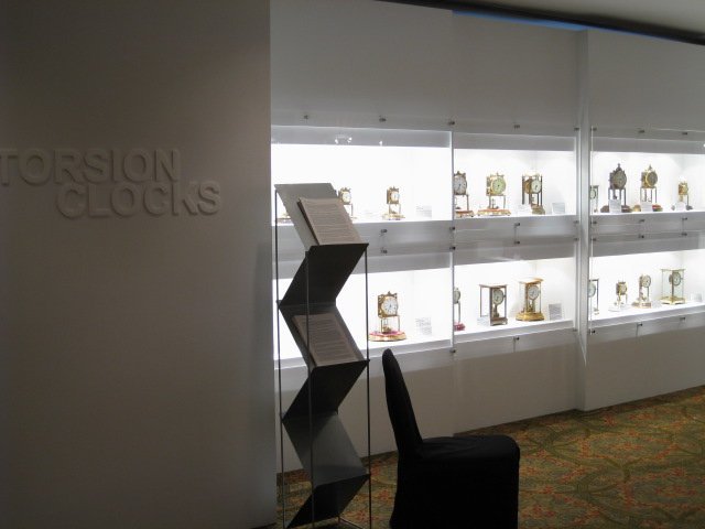 A section of the clocks on display