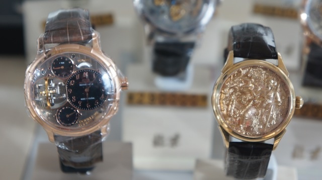 The aforementioned double-axis tourbillon and Athena piece unique with hand engraved dial and movement - costs 2 million RMB