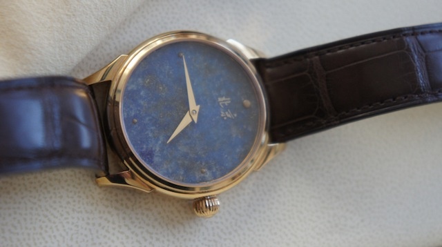 One of Beijing Watch;s specialties is exotic dials - here we have one cased in 18k rose gold with a lapis lazuli dial finished by hand