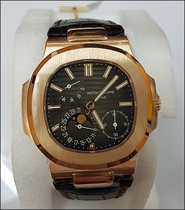 Patek Philippe Nautilus Moonphase 5712R-001 Rose Gold Watch Brown Crocodile  Leather Watch