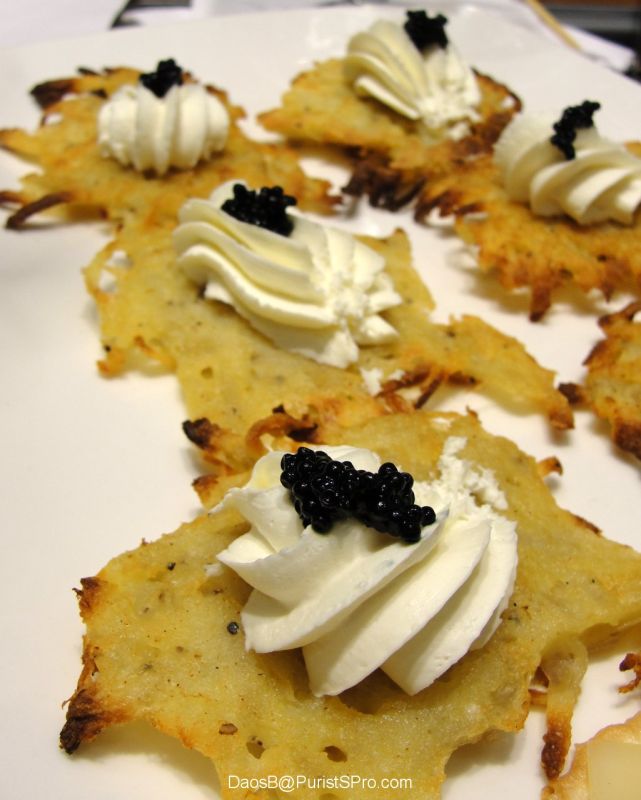Latkes with creme fraiche and caviar.