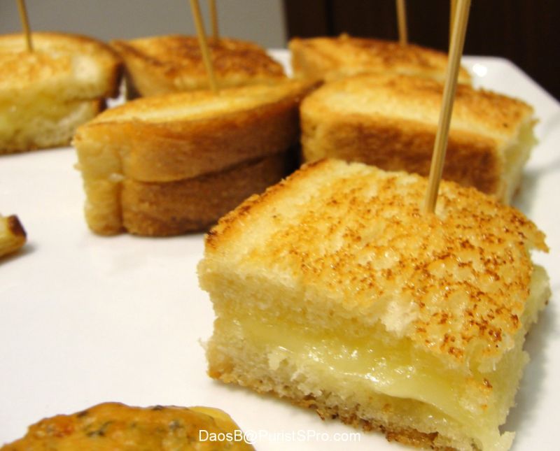 Tiny grilled cheese sandwiches.