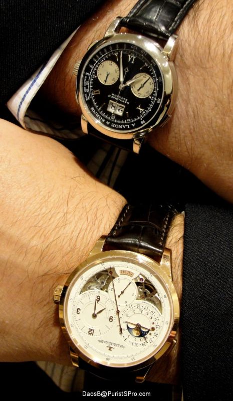 A gentleman Purist comparing his Lange Datograph to the new Duometre.