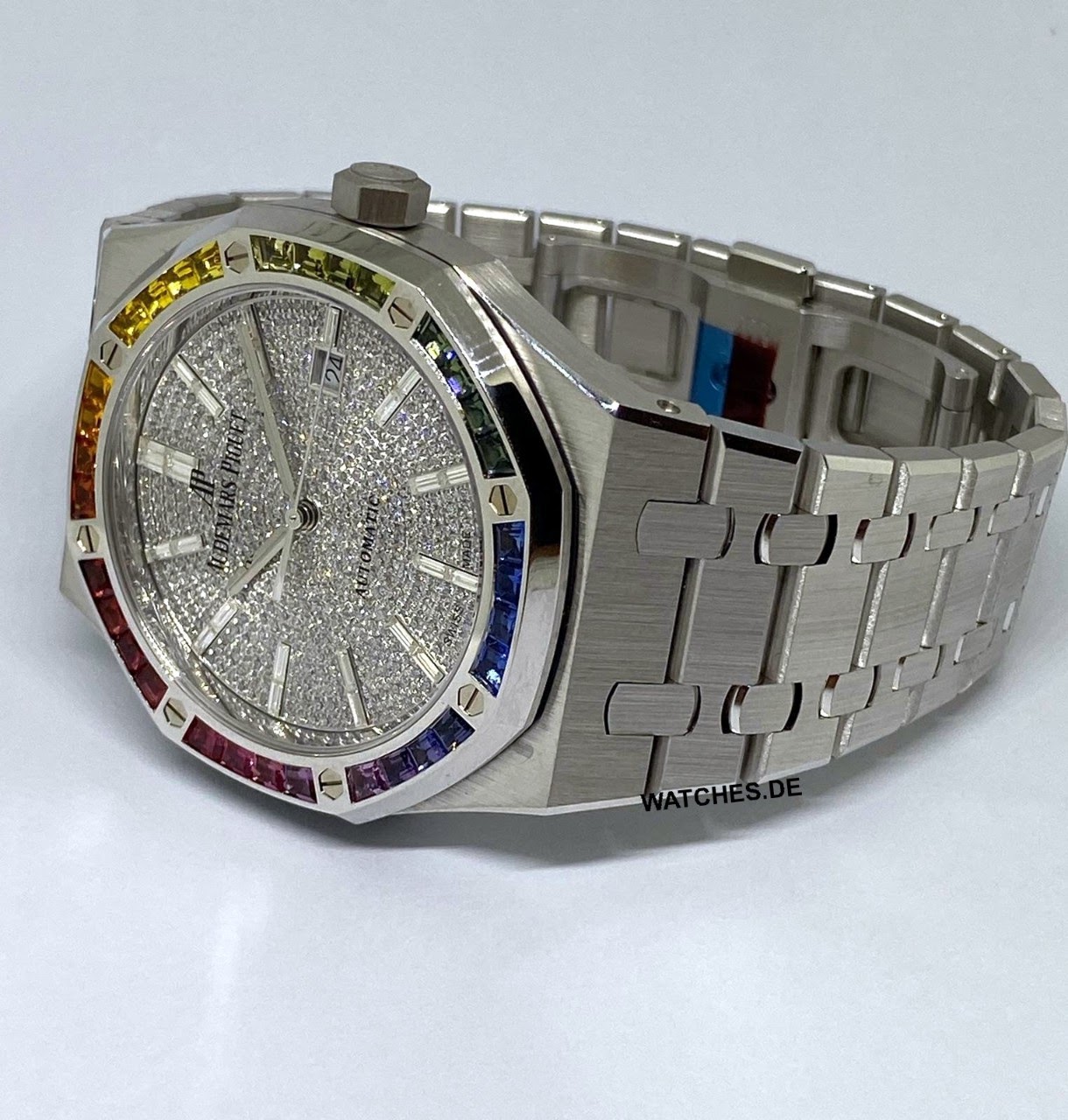 Audemars Piguet Royal Oak Rainbow Automatic Diamond White Gold Unisex Watch  15413BC.YY.1220BC.01 - Watches, Royal Oak - Jomashop