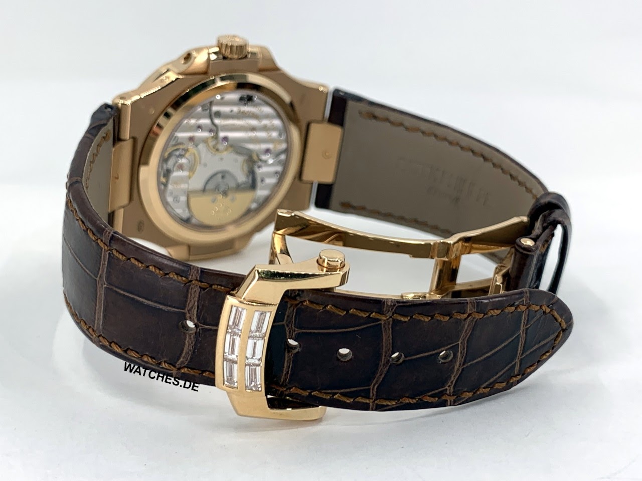 Patek Philippe Nautilus Rose Gold Diamond Bezel & Moon Phase Brown Dial 5724R 001