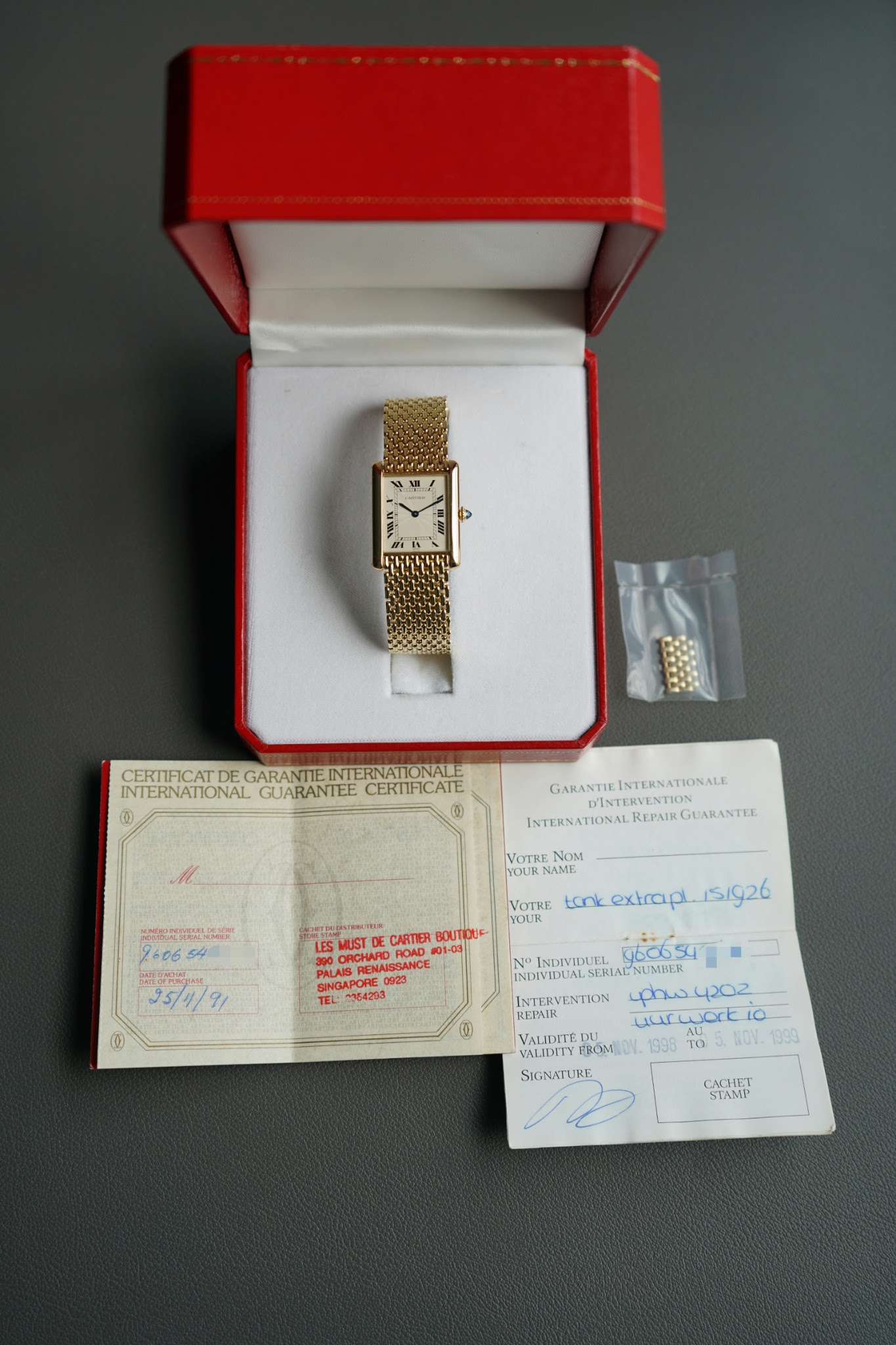 SOLD**Cartier Vintage Tank Louis Ultra Thin, With Beads of Rice Bracelet