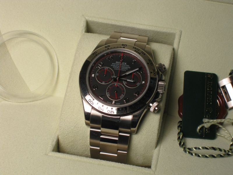 rolex daytona black face red hands