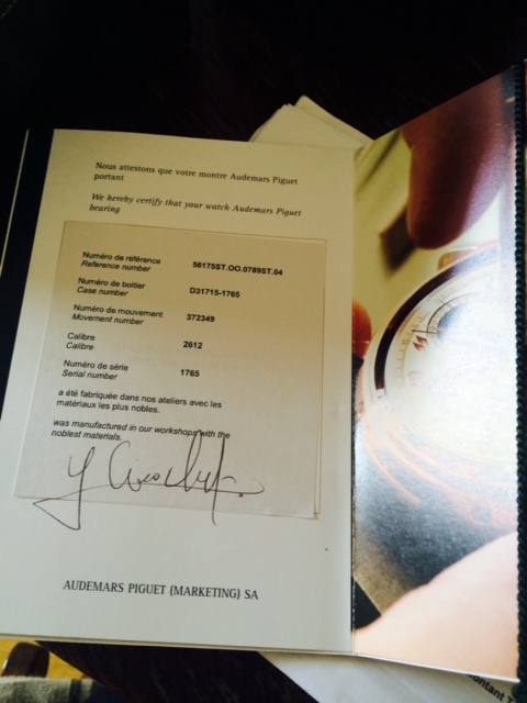 Audemars piguet 2025 certificate of authenticity