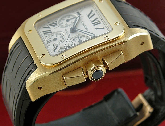 cartier santos 100 chronograph yellow gold