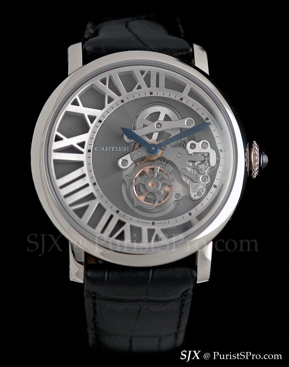 rotonde de cartier flying tourbillon reversed dial watch