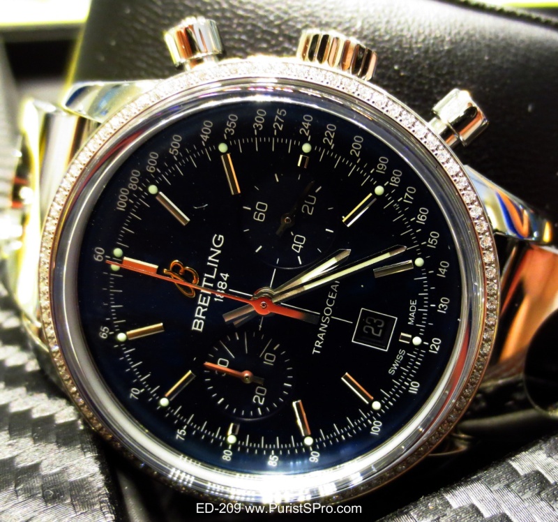 Breitling transocean chronograph 38 steel/pinkgold with diamonds