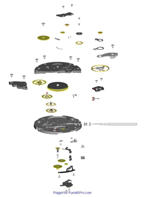 Manufacture Piaget caliber 450P -- exploded view.