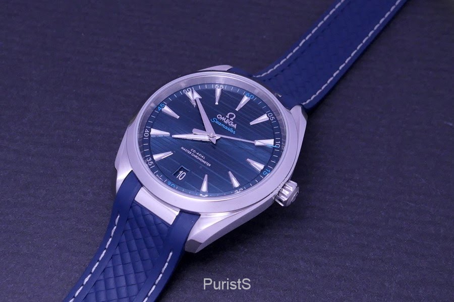 omega seamaster aqua terra blue rubber strap